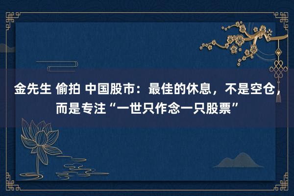 金先生 偷拍 中国股市：最佳的休息，不是空仓，而是专注“一世只作念一只股票”