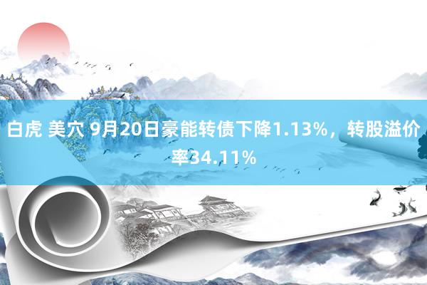 白虎 美穴 9月20日豪能转债下降1.13%，转股溢价率34.11%