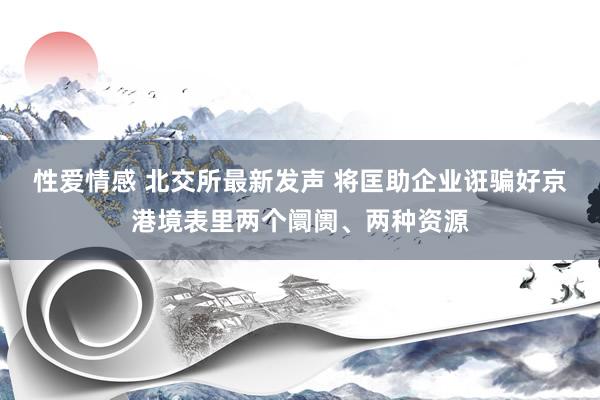 性爱情感 北交所最新发声 将匡助企业诳骗好京港境表里两个阛阓、两种资源