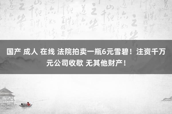 国产 成人 在线 法院拍卖一瓶6元雪碧！注资千万元公司收歇 无其他财产！