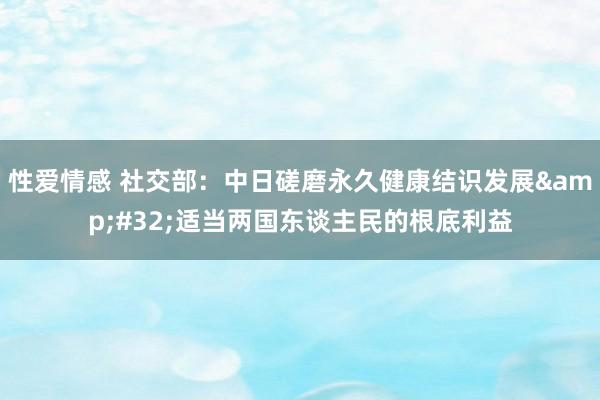 性爱情感 社交部：中日磋磨永久健康结识发展&#32;适当两国东谈主民的根底利益