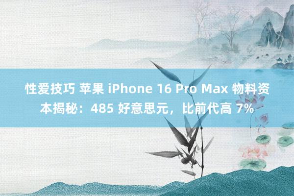 性爱技巧 苹果 iPhone 16 Pro Max 物料资本揭秘：485 好意思元，比前代高 7%