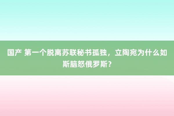 国产 第一个脱离苏联秘书孤独，立陶宛为什么如斯脑怒俄罗斯？