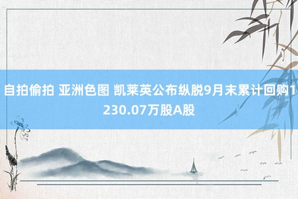 自拍偷拍 亚洲色图 凯莱英公布纵脱9月末累计回购1230.07万股A股