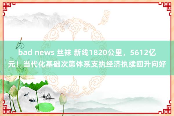 bad news 丝袜 新线1820公里，5612亿元！当代化基础次第体系支执经济执续回升向好