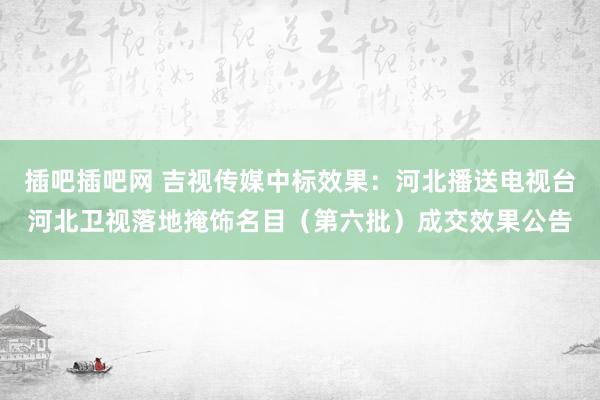 插吧插吧网 吉视传媒中标效果：河北播送电视台河北卫视落地掩饰名目（第六批）成交效果公告