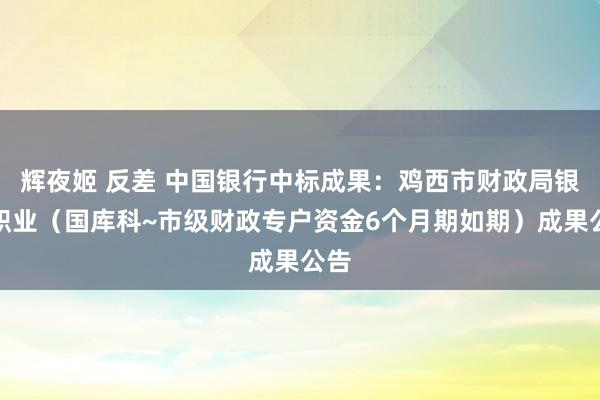 辉夜姬 反差 中国银行中标成果：鸡西市财政局银行职业（国库科~市级财政专户资金6个月期如期）成果公告