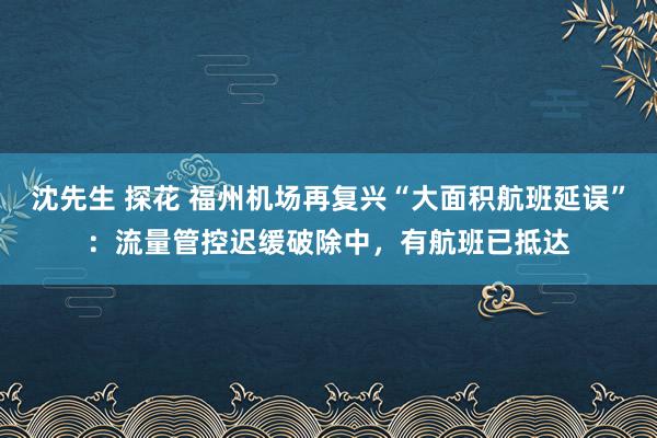 沈先生 探花 福州机场再复兴“大面积航班延误”：流量管控迟缓破除中，有航班已抵达