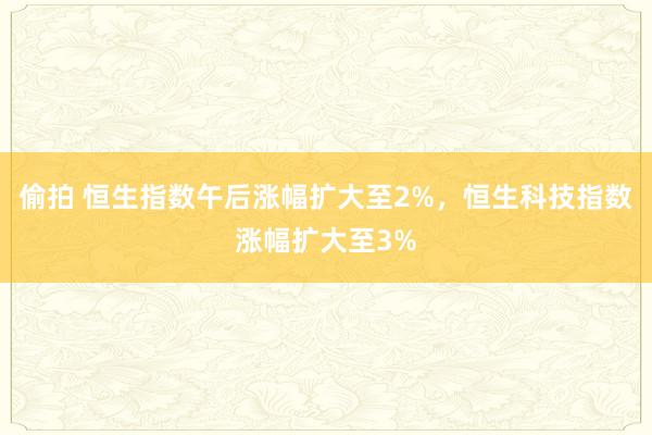 偷拍 恒生指数午后涨幅扩大至2%，恒生科技指数涨幅扩大至3%