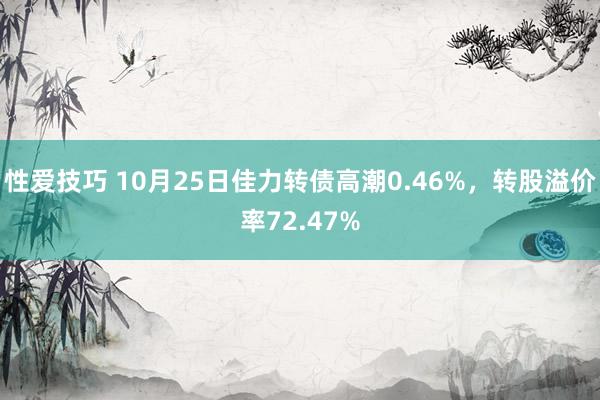 性爱技巧 10月25日佳力转债高潮0.46%，转股溢价率72.47%