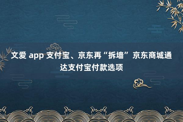 文爱 app 支付宝、京东再“拆墙” 京东商城通达支付宝付款选项