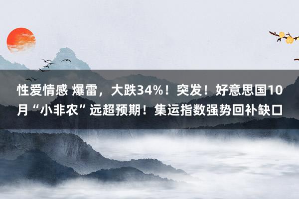 性爱情感 爆雷，大跌34%！突发！好意思国10月“小非农”远超预期！集运指数强势回补缺口