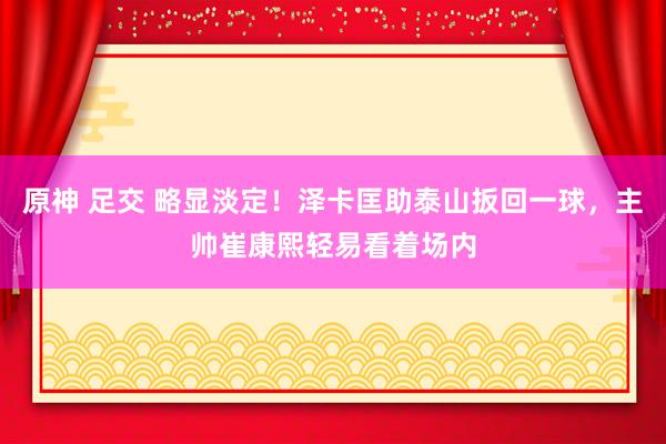 原神 足交 略显淡定！泽卡匡助泰山扳回一球，主帅崔康熙轻易看着场内