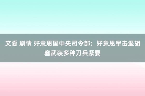 文爱 剧情 好意思国中央司令部：好意思军击退胡塞武装多种刀兵紧要