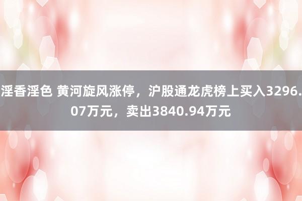 淫香淫色 黄河旋风涨停，沪股通龙虎榜上买入3296.07万元，卖出3840.94万元