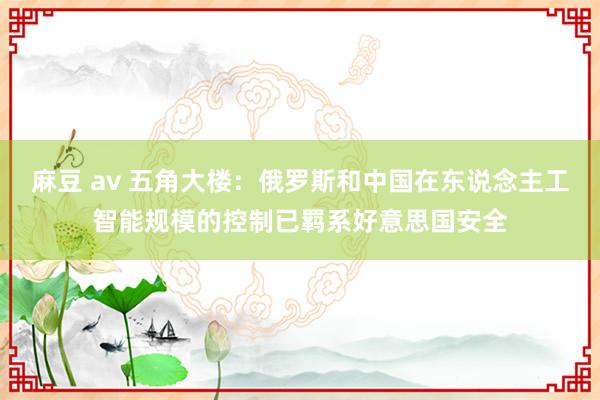 麻豆 av 五角大楼：俄罗斯和中国在东说念主工智能规模的控制已羁系好意思国安全