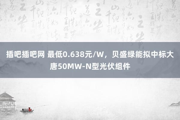 插吧插吧网 最低0.638元/W，贝盛绿能拟中标大唐50MW-N型光伏组件