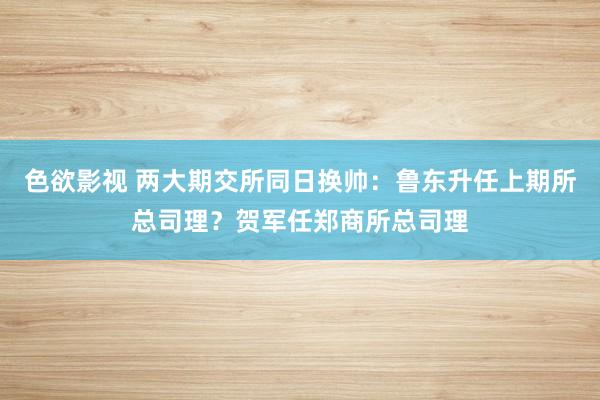 色欲影视 两大期交所同日换帅：鲁东升任上期所总司理？贺军任郑商所总司理