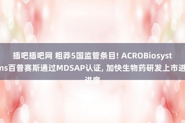 插吧插吧网 粗莽5国监管条目! ACROBiosystems百普赛斯通过MDSAP认证， 加快生物药研发上市进度