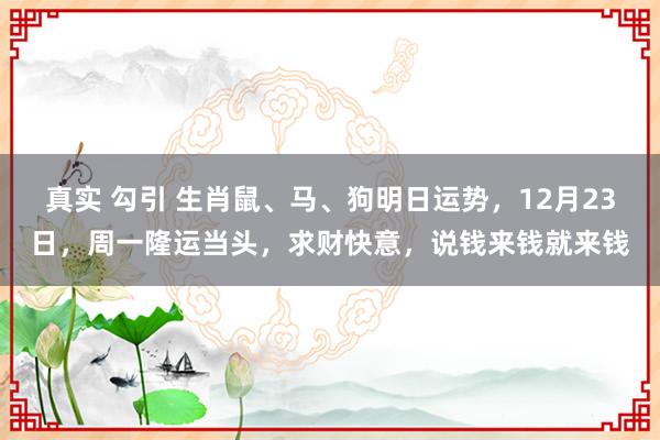 真实 勾引 生肖鼠、马、狗明日运势，12月23日，周一隆运当头，求财快意，说钱来钱就来钱