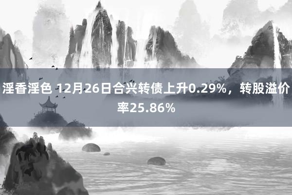 淫香淫色 12月26日合兴转债上升0.29%，转股溢价率25.86%