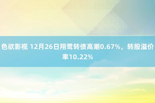 色欲影视 12月26日翔鹭转债高潮0.67%，转股溢价率10.22%