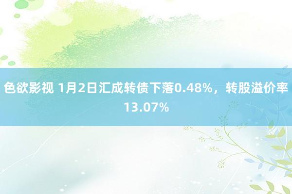 色欲影视 1月2日汇成转债下落0.48%，转股溢价率13.07%