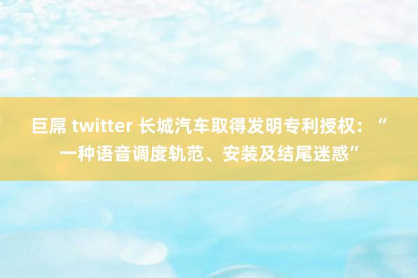 巨屌 twitter 长城汽车取得发明专利授权：“一种语音调度轨范、安装及结尾迷惑”