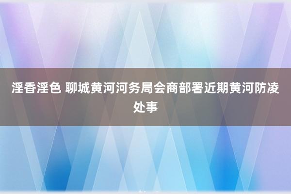 淫香淫色 聊城黄河河务局会商部署近期黄河防凌处事