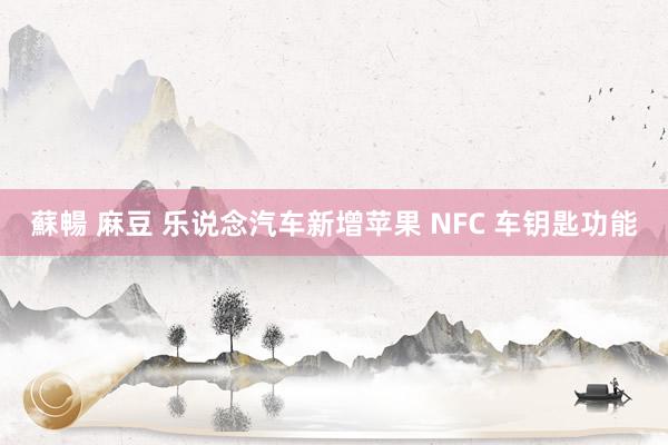 蘇暢 麻豆 乐说念汽车新增苹果 NFC 车钥匙功能